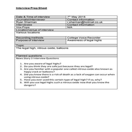 News Story 3 Interview Prep Sheet 