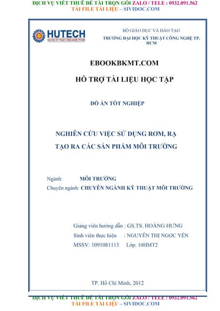 Nghiên cứu việc sử dụng rơm rạ tạo ra các sản phẩm môi trường.doc