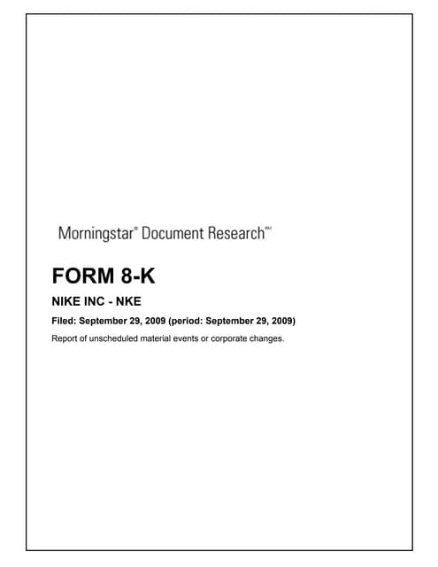 Q3 2009 Earning Report of Nike, Inc.