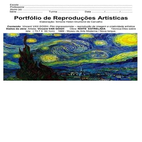 Noite estrelada van gogh de simone helen drumond