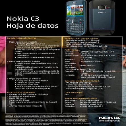 Nokia C3 - Hoja de datos