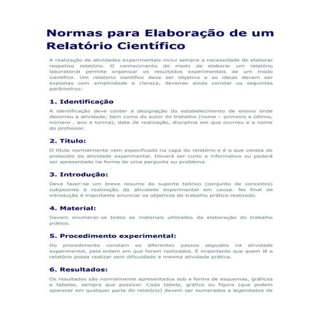 Normas para elaboração de um relatório científico
