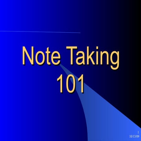 Note Taking 101