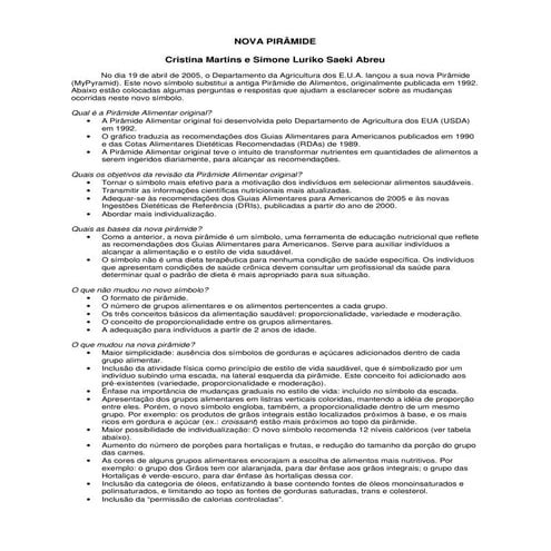 Nova pirâmide dos alimentos 2005