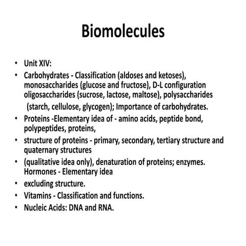 Biomolecules class 12 chemistry