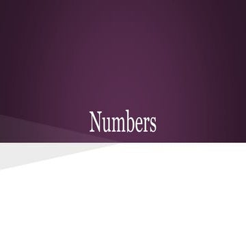 An Overview of Numbers
