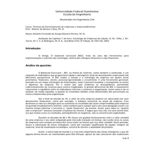 O balanced scorecard como uma ferramenta de gestão dos resultados empresariais