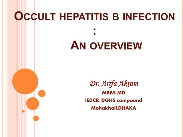 Occult hepatitis B virus infection