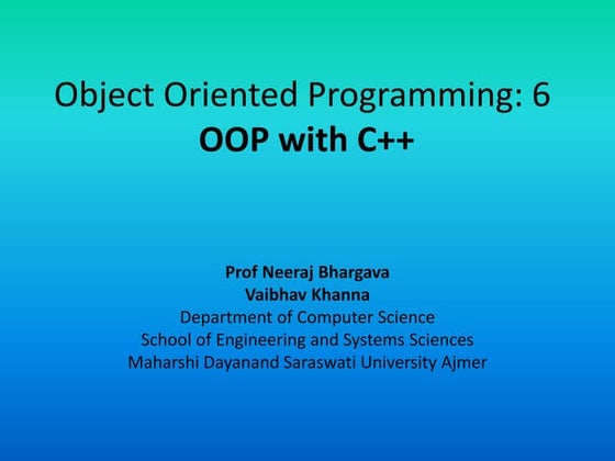 Object oriented programming 6  oop with c++