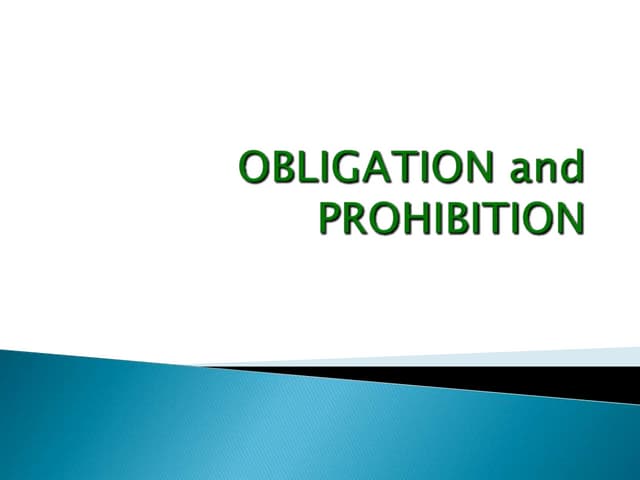 Obligation and prohibition
