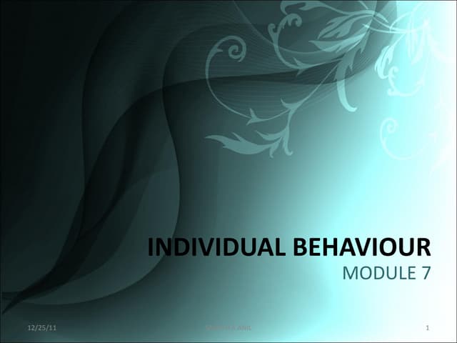 OB - INDIVIDUAL BEHAVIOUR