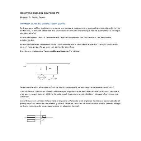 Observaciones y reflexiones de la practica docente