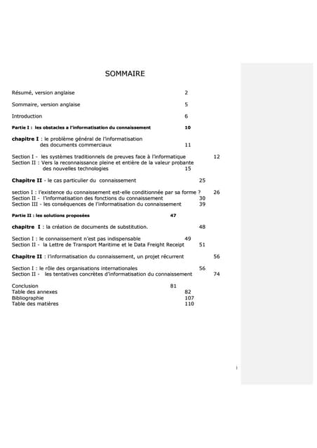 Obstacles connaissement