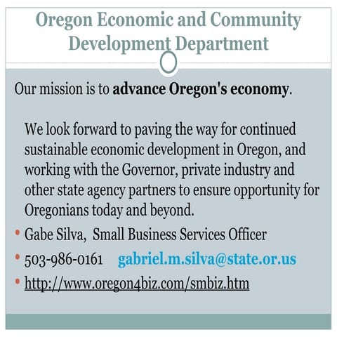 OECDD Cornerstones Stimulus Funds Presentation