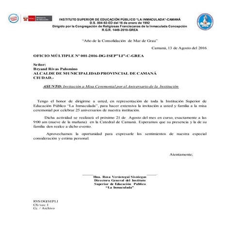 Oficio de invitacion