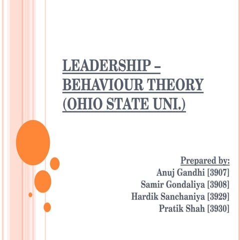 Ohio State Leadership Behaviour Theory