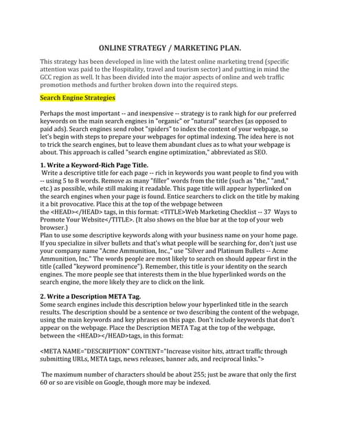 Online strategy for expatholidays.com