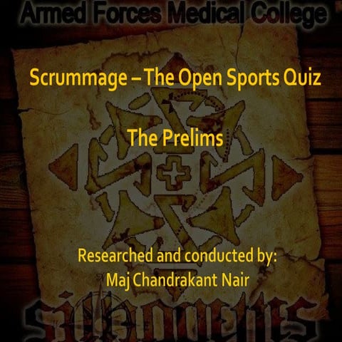 Open Sports Quiz at AFMC Pune -Prelims - Answers