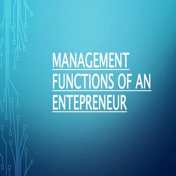 Management Functions of an Entepreneur