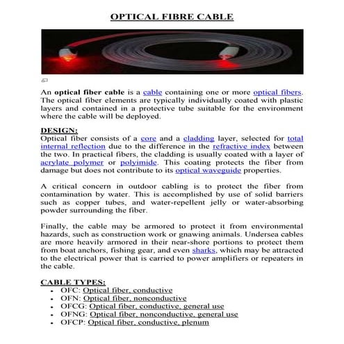 Optical fibre cable