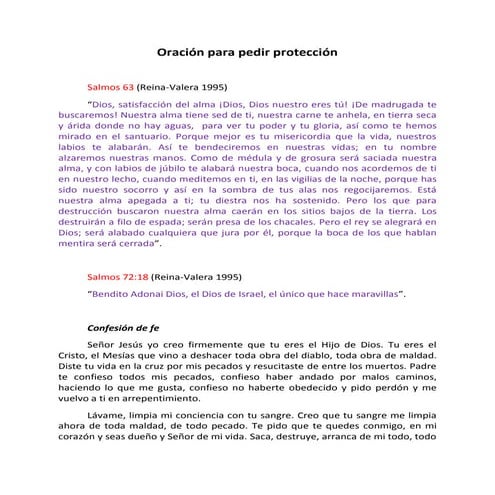Oración para pedir protección