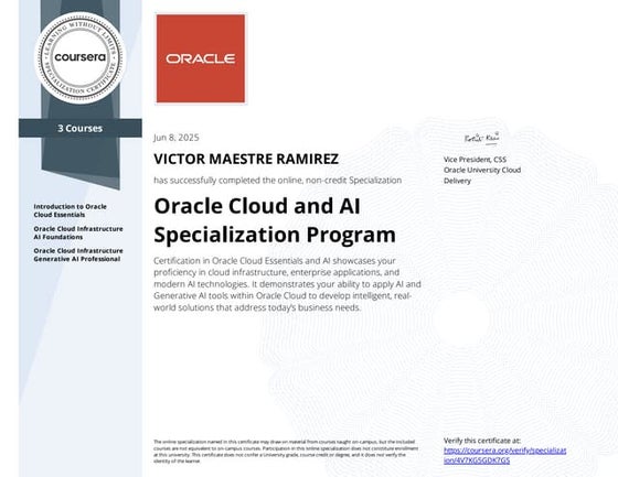 Oracle Cloud and AI Specialization Program
