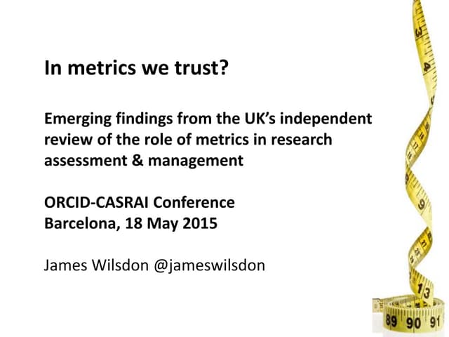 In metrics we trust?
