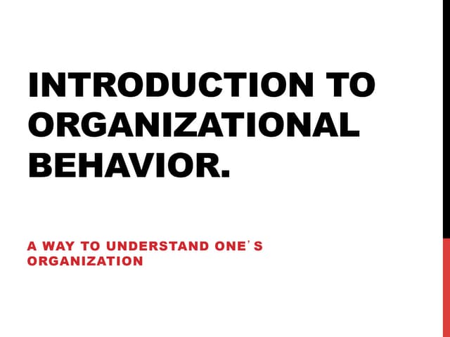 Organisational behavior 