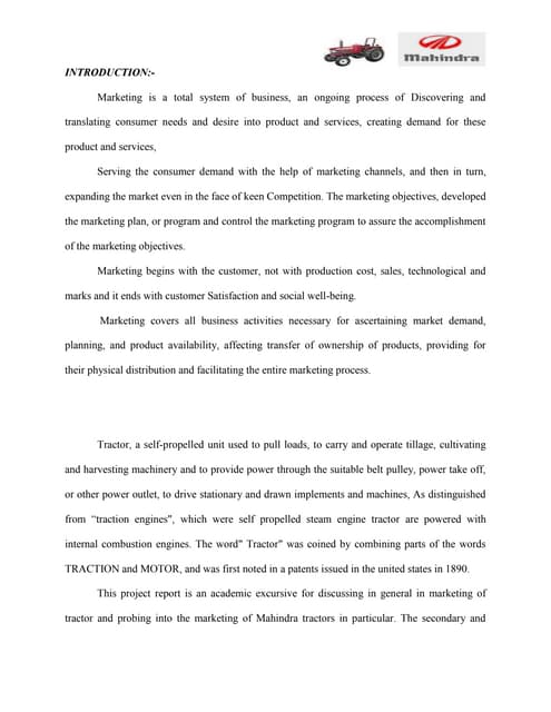 Organization study on m&m tractors