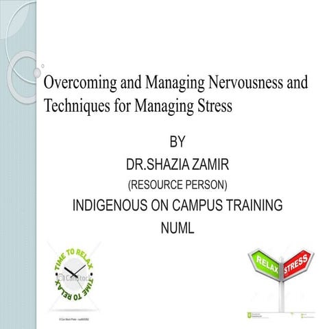 Overcoming and managing nervousness by Dr.Shazia Zamir