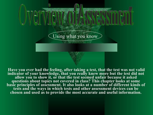 Overview of Assessment Ch. 3