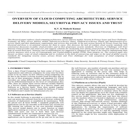 Overview of cloud computing architecture service