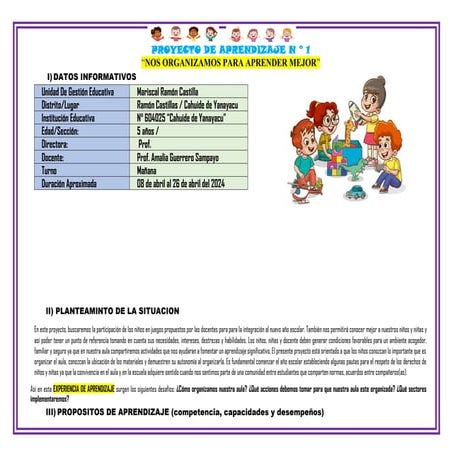 PROYECTO DE APRENDIZAJE  "ORGANIZAMOS LOS SECTORES".docx