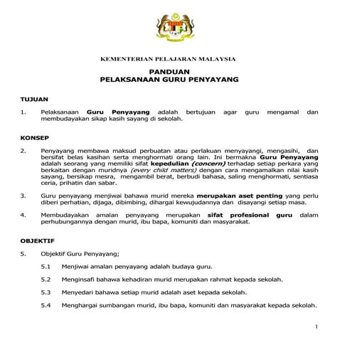 Panduan aktiviti  pelaksanaan guru penyayang