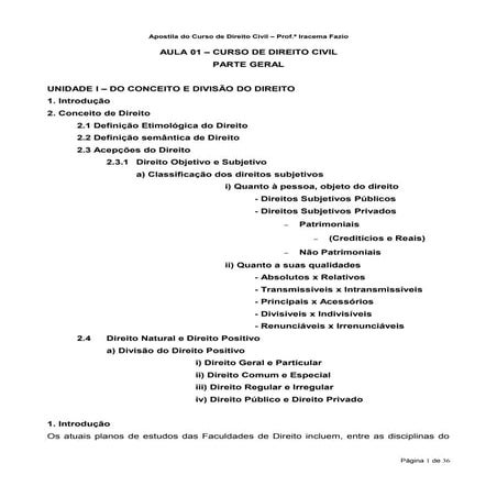 Direito Civil Parte Geral Aula 01