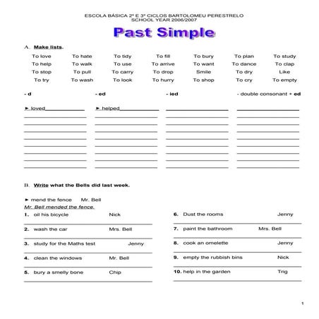 Past simple   regular verbs