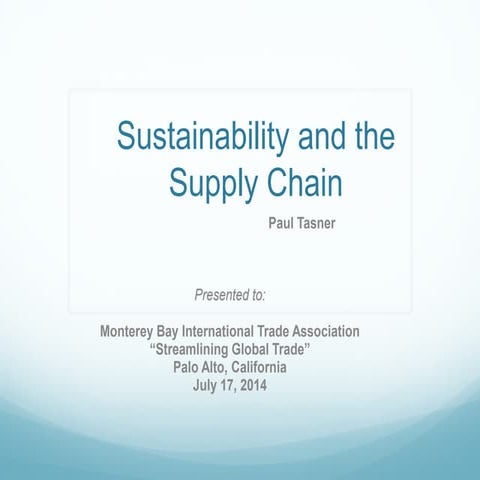 Sustainability and the Supply Chain
