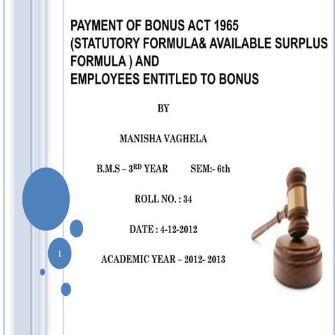 Payment of bonus act 1965