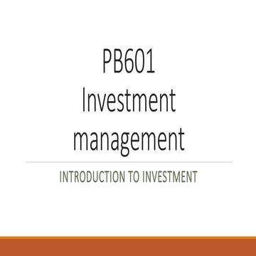 Pb601 introduction to investment