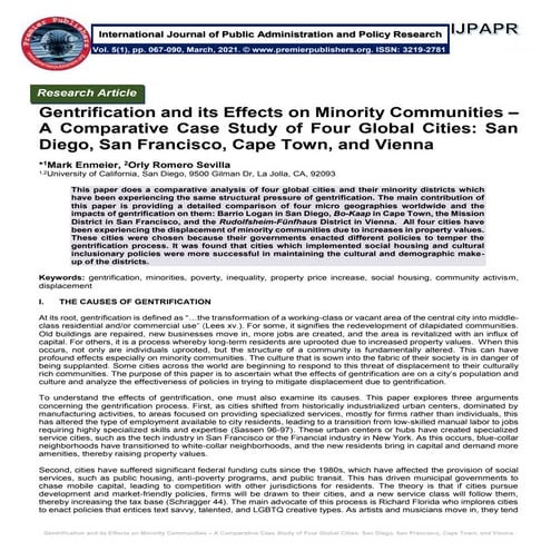 Gentrification and its Effects on Minority Communities – A Comparative Case S...