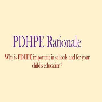 Pdhpe rationale