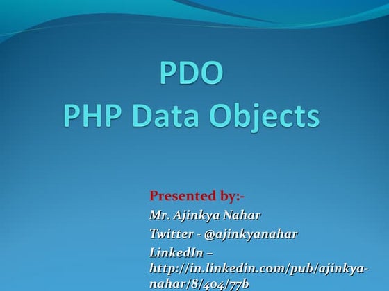 PHP - PDO Objects