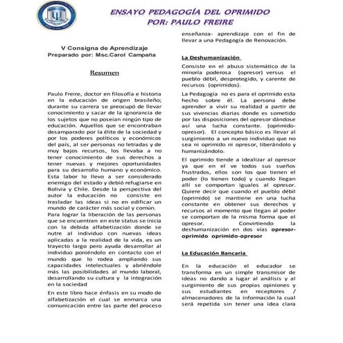 Pedagogia del oprimido carol