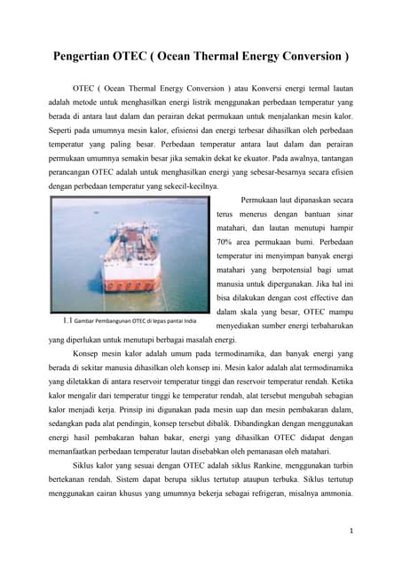 Pengertian otec ( ocean thermal energy conversion )