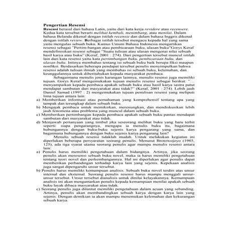 Pengertian resensi