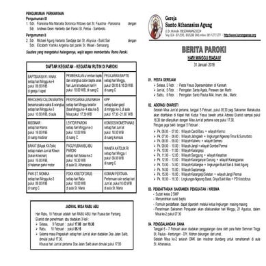 Berita Paroki 30-31 Januari 2016