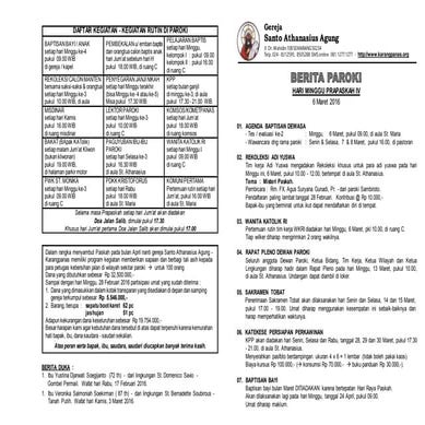 Berita Paroki 05-06 Maret 2016