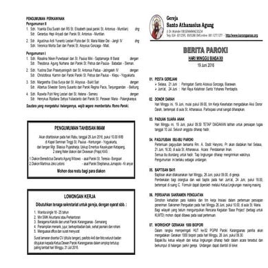 Berita Paroki 19 Juni 2016