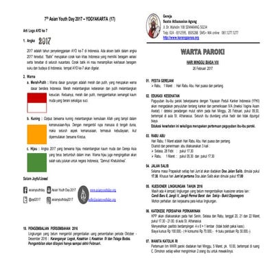 Berita Paroki 26 Februari 2017