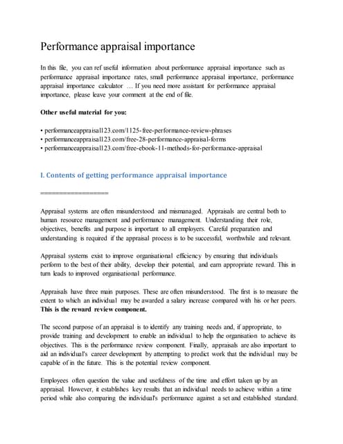 Performance appraisal importance